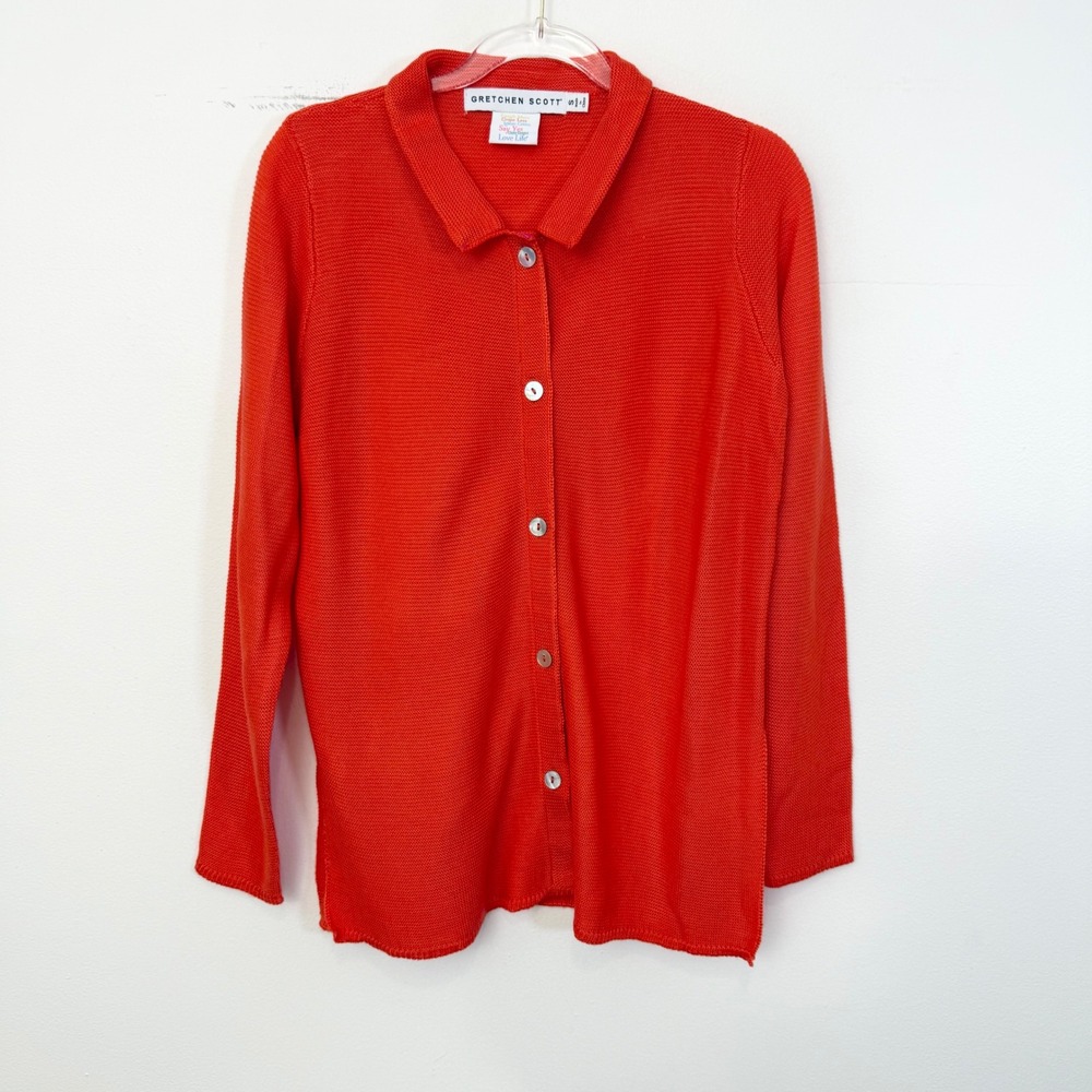 Gretchen Scott Knit Knit Button Front Sweater Orange Size S
